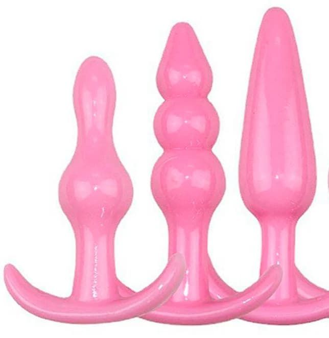 Kit Plug Anal Silicone - Rosa