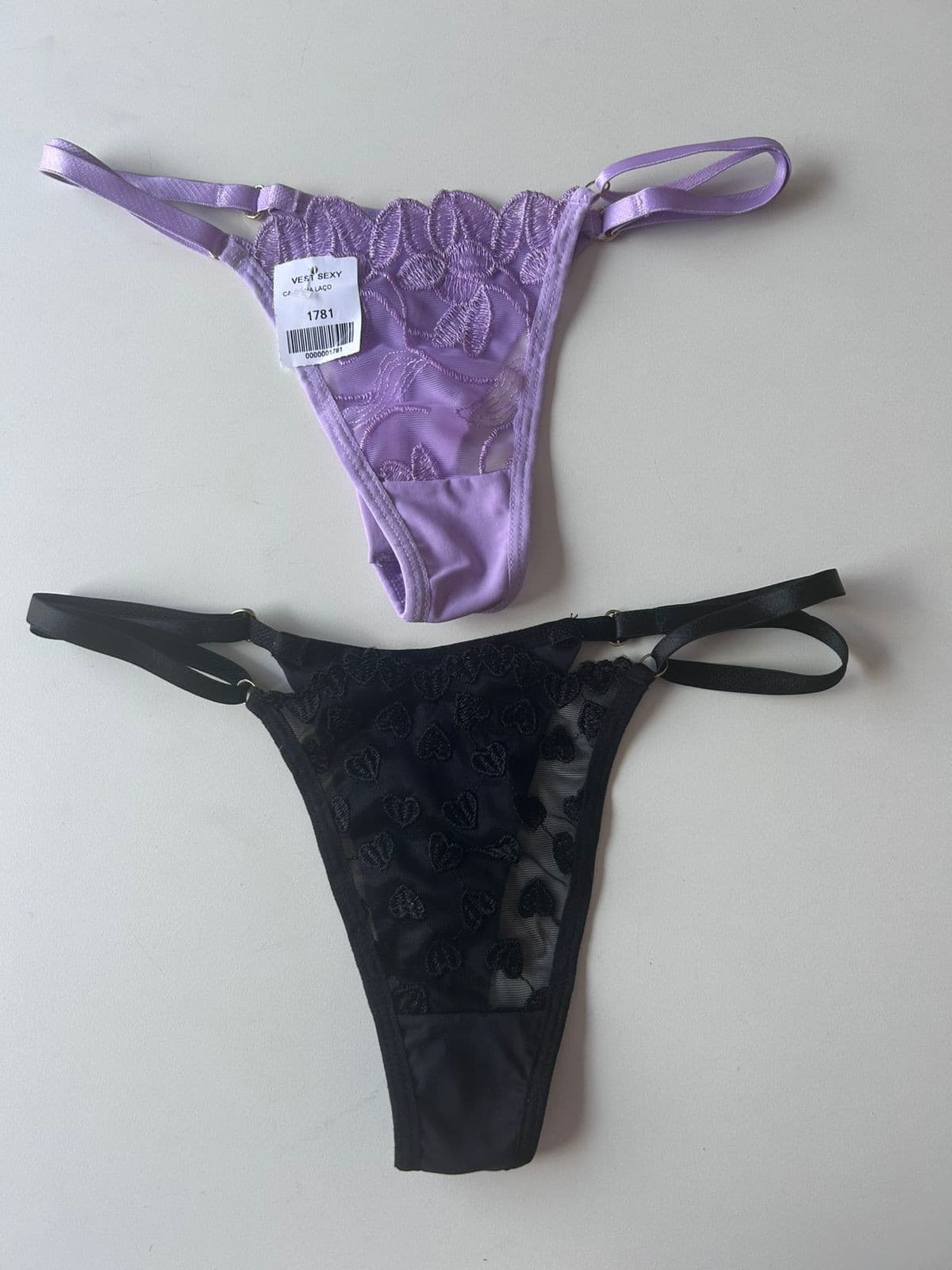 Calcinha fio duplo com detalhes em tule