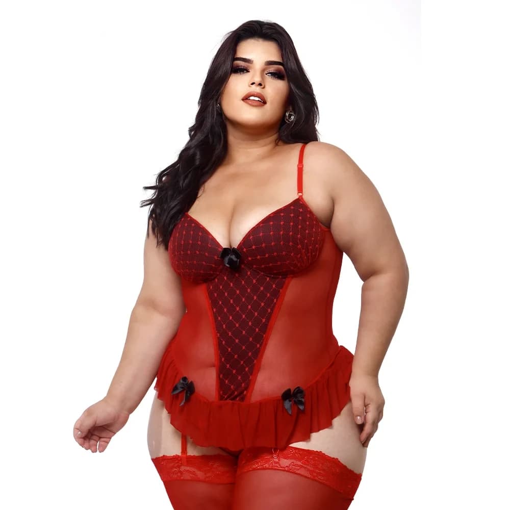 Espartilho Tam 52 Em Tule Com Babadinhos E Laco Plus Size Macler