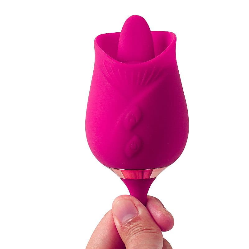 Vibrador de Ponto G e Clitoris com Lingua / Vai e vem - Formato de Rosa - Flower